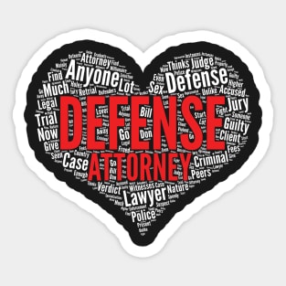 Defense attorney Heart Shape Word Cloud Design graphic Sticker